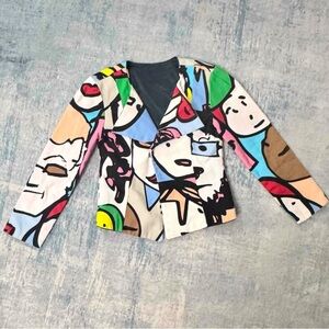 NEON KISSES Asymmetrical Abstract Blazer